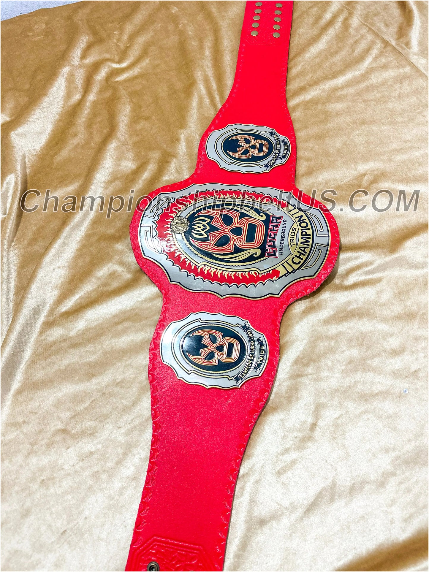 LUCHA Underground Trios Championship Replica Title Belt Red Leather