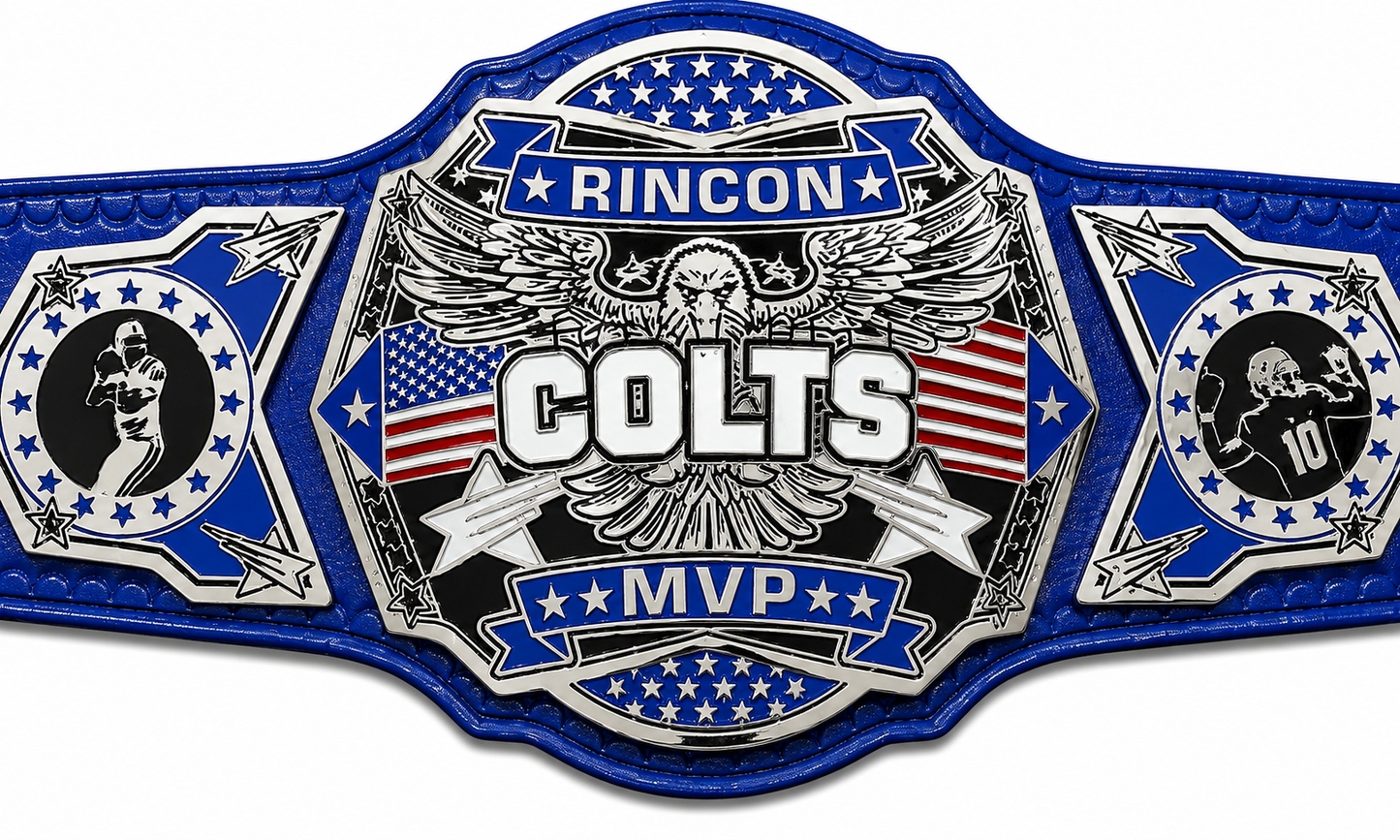 Rincon Colts Mvp Wrestling Championship Title Belt Adult Size Brass Plated