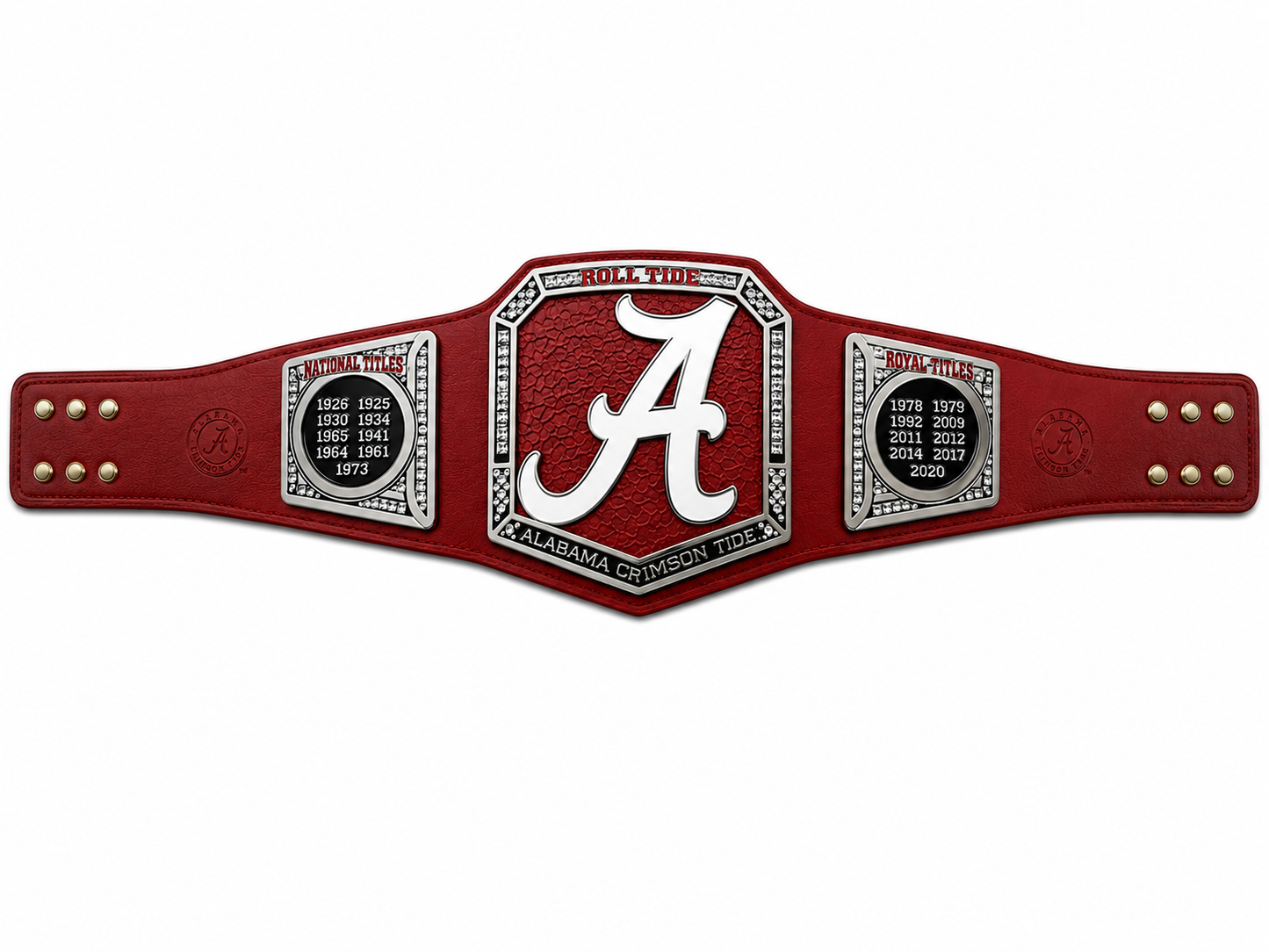 New Customise Albama Roll Tide Red Strap Championship Leather Belt Adult Size