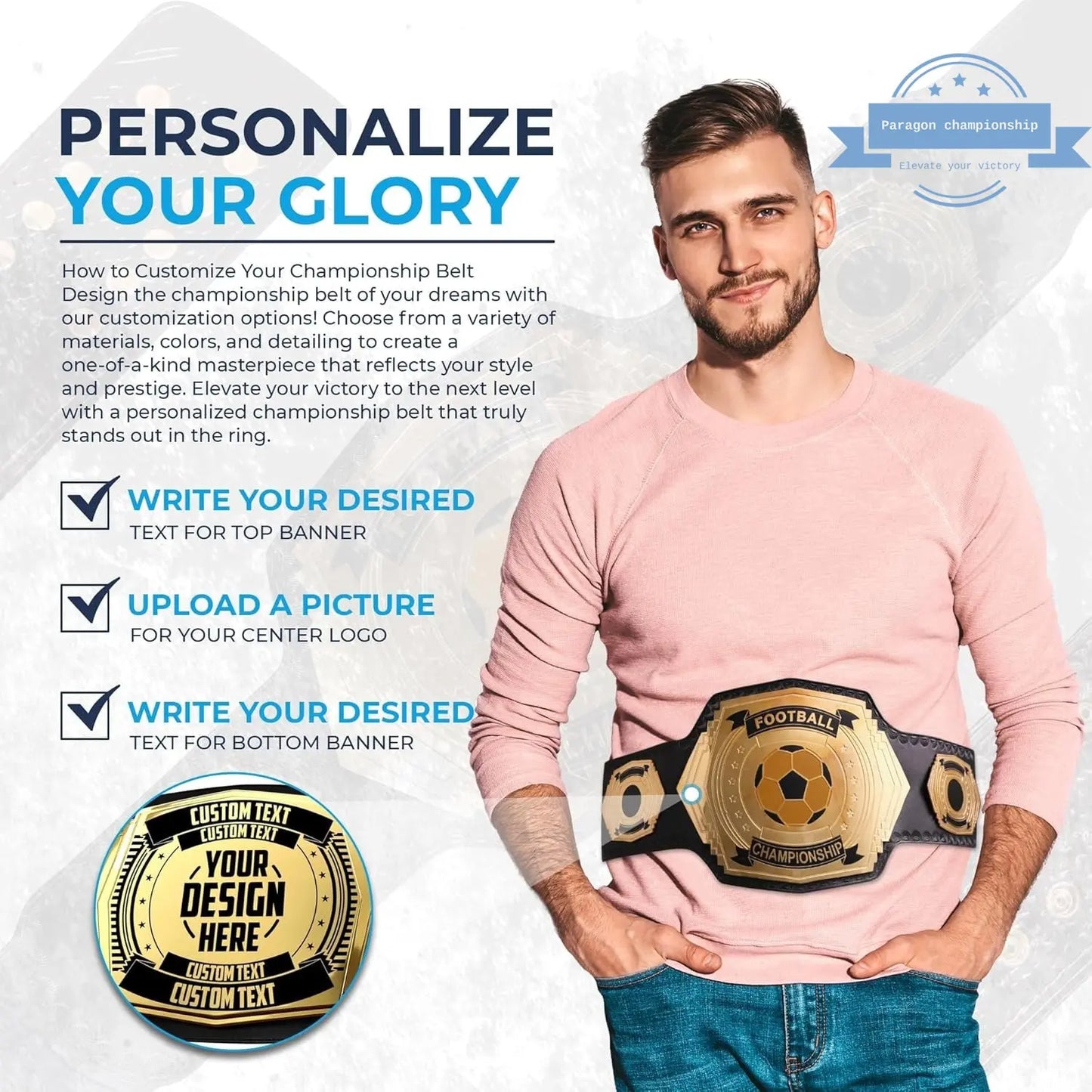 Design Your Own 4lb Custom Wrestling Championship Belt