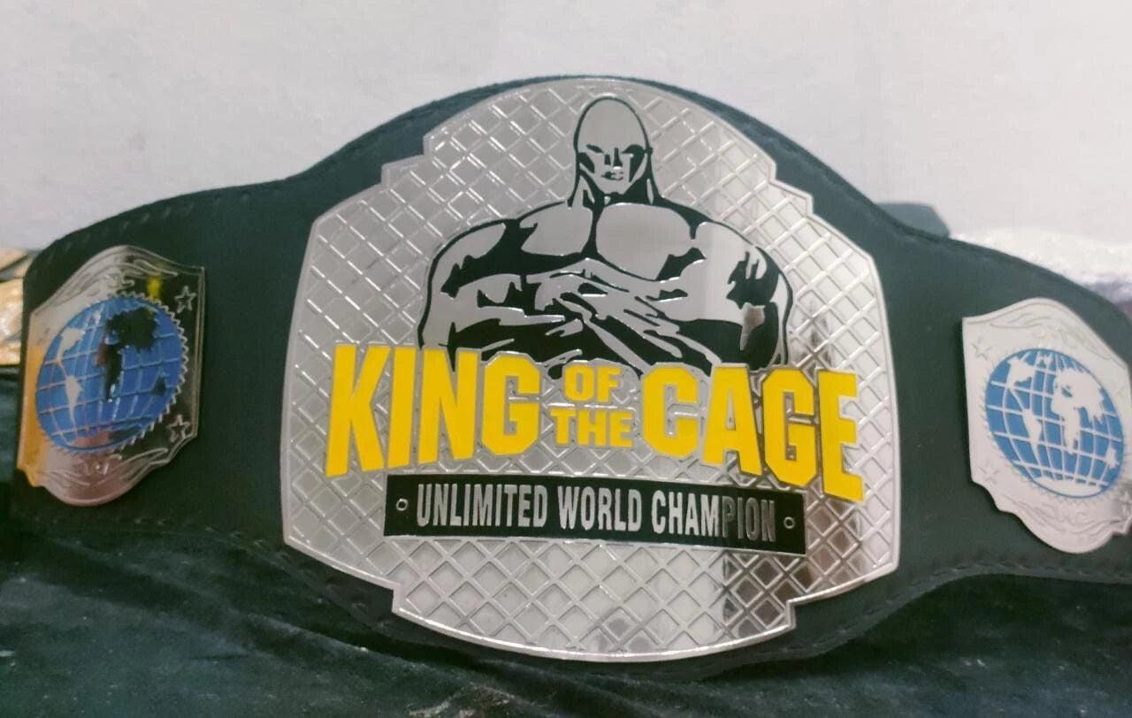 KING OF THE CAGE KOTC MMA Wrestling Championship Belt – Black Leather Straps