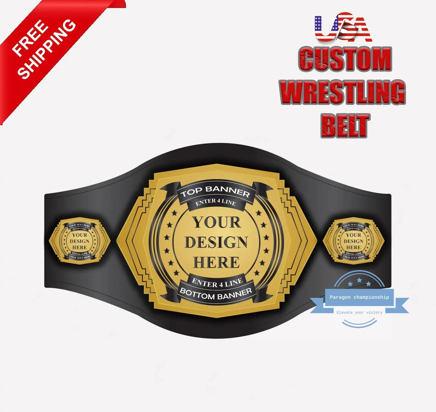 Custom-Made 4lb Wrestling Title Belt