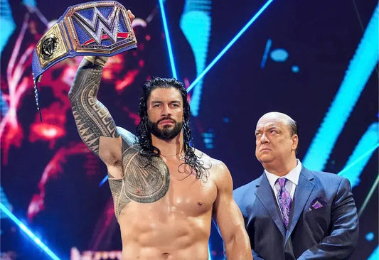 WWE universal champion Roman Reigns and his on-screen advocate Paul Heyma ChampionshipBeltus