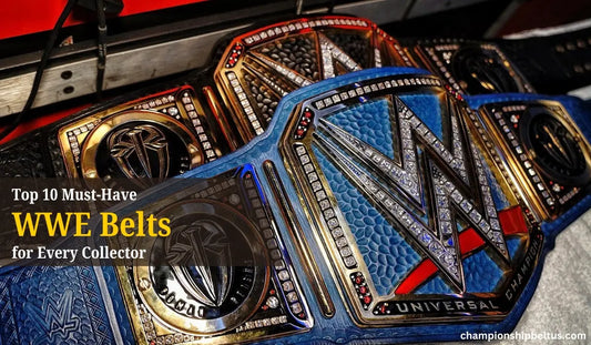 A display of the top 10 most popular WWE belts, showcasing iconic designs for collectors and wrestling enthusiasts.