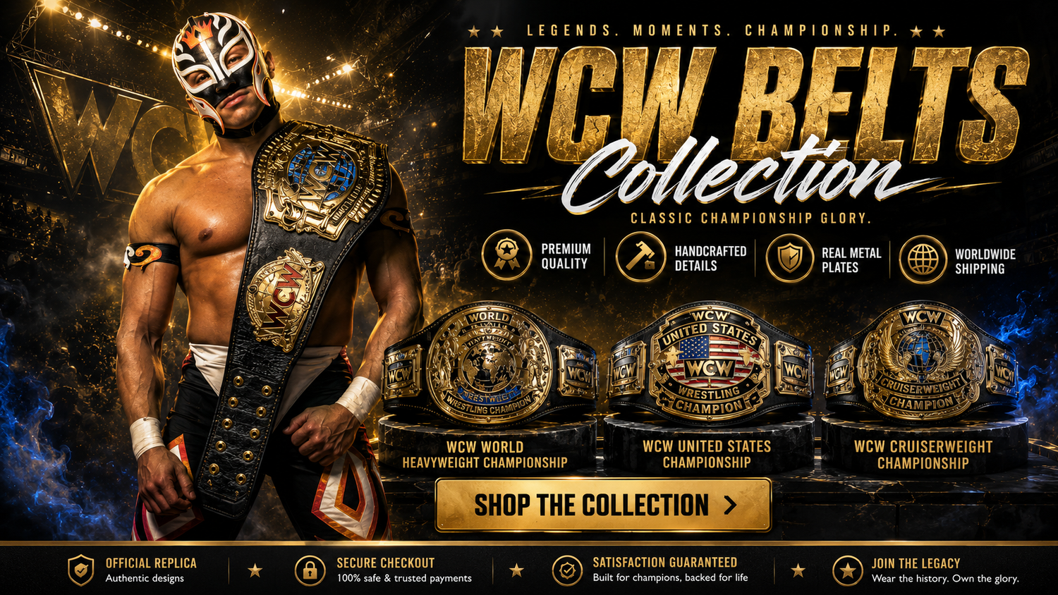 WCW World Championship Belts – High-Quality Replica Titles