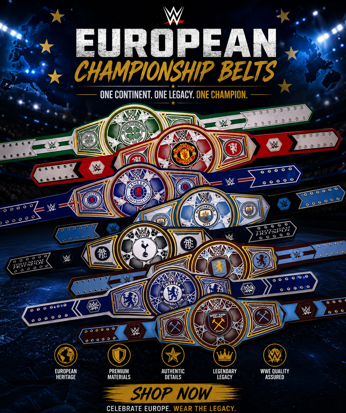 WWE European Title Belt For Sale Top Quality