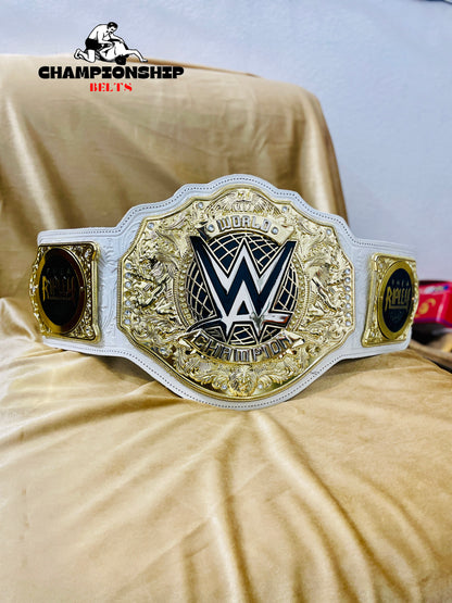 NEW World Heavy Weight Championship Replica Title Belt White Strap