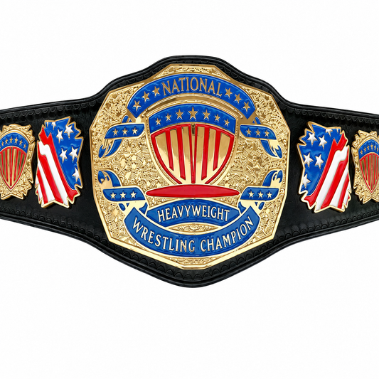 National Heavyweight Wrestling Championship Replica Title Belt 4mm Brass