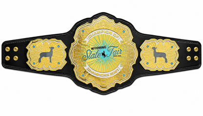 Custom Wyoming State Championship Title belt Cow Hide Leather Strap adult size