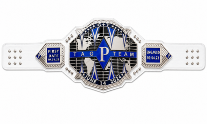 Custom Tagteam Title belt Zinc Metal 4mm Cow Hide Leather Strap adult size