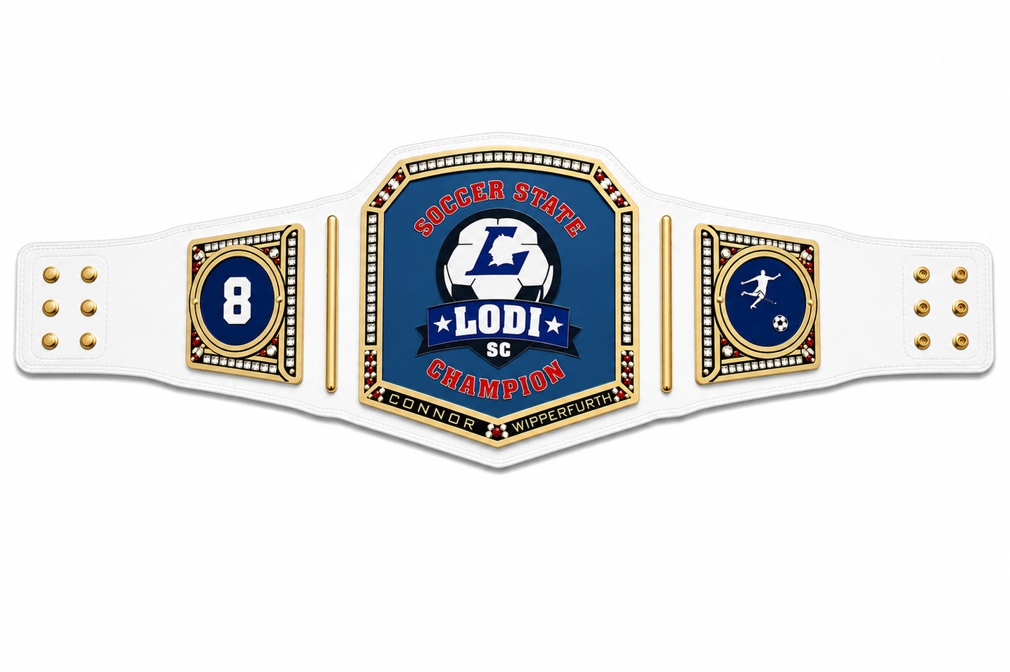 New Customise Soccer State Lodi Championship belt Adult Size