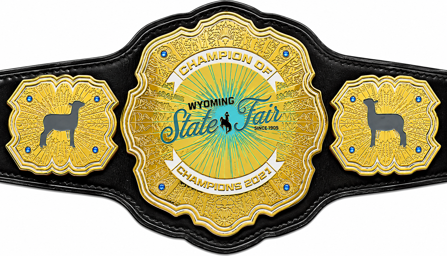 Custom Wyoming State Championship Title belt Cow Hide Leather Strap adult size