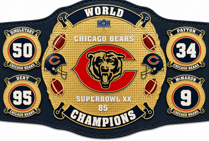 Superbowl Chicago Bears Championship Title Belt Adult Size Raplica 2mm Zinc