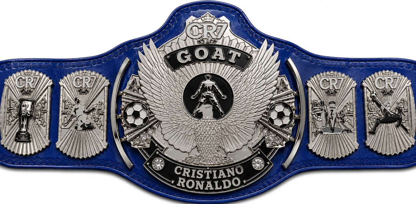 CR7 Football Goat Custom Wrestling Championship Title Belt Adult Size Brass Plat