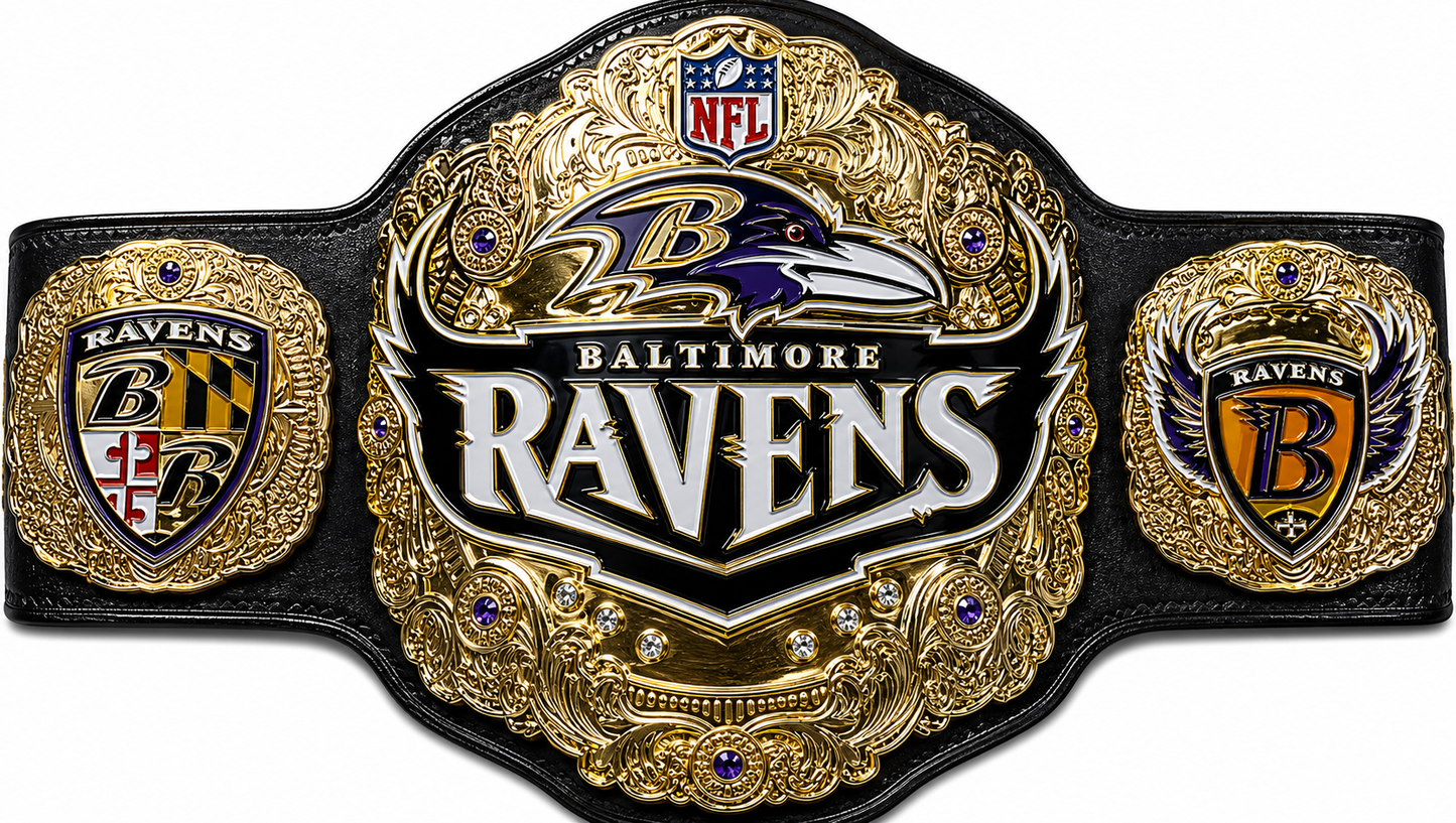 New BALTIMORE RAVENS NFL CHAMPIONSHIP BELT 4mm ZINC Leather Strap