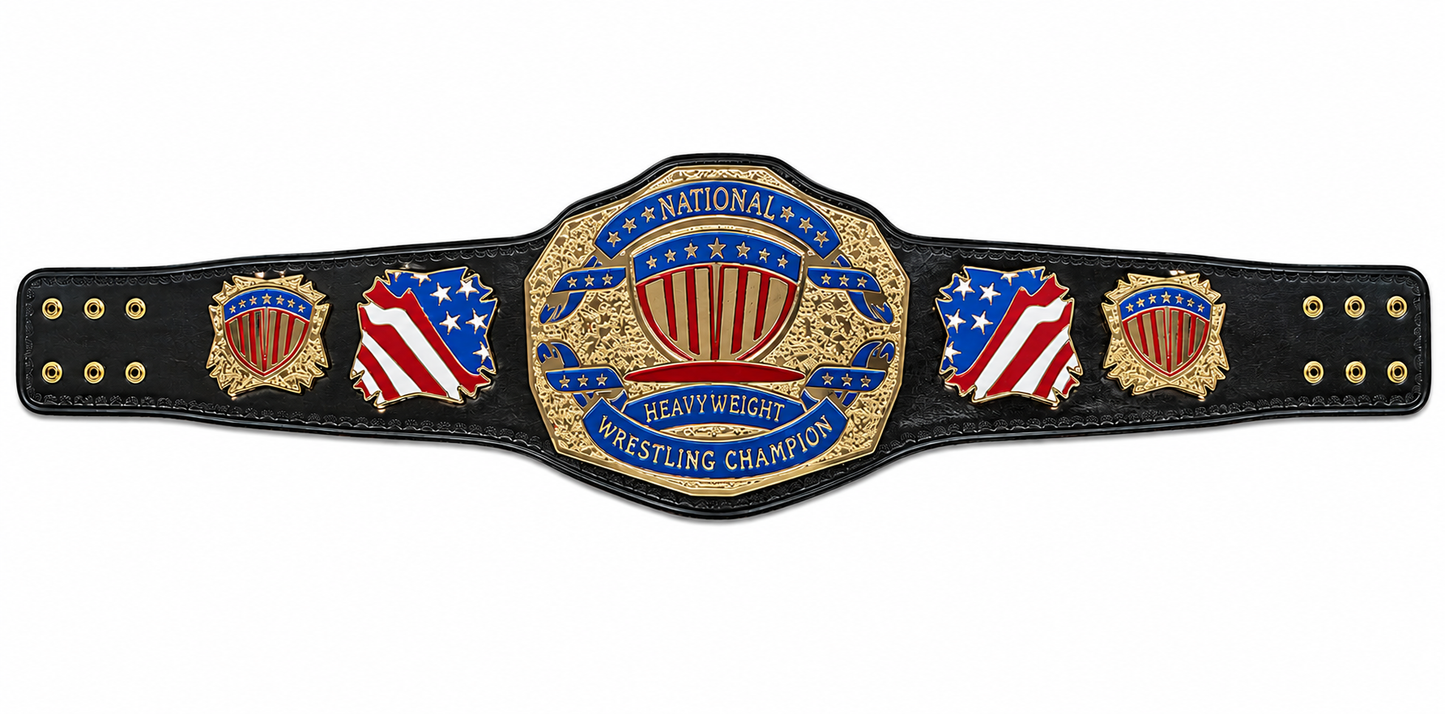 National Heavyweight Wrestling Championship Replica Title Belt 4mm Brass