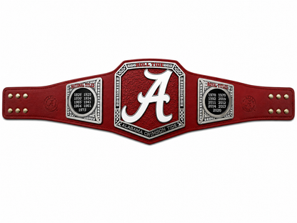 New Customise Albama Roll Tide Red Strap Championship Leather Belt Adult Size