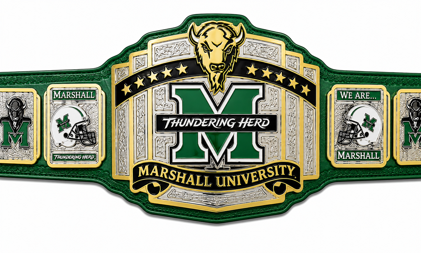 Marshall University Customized Championship Title Belt Adult Size