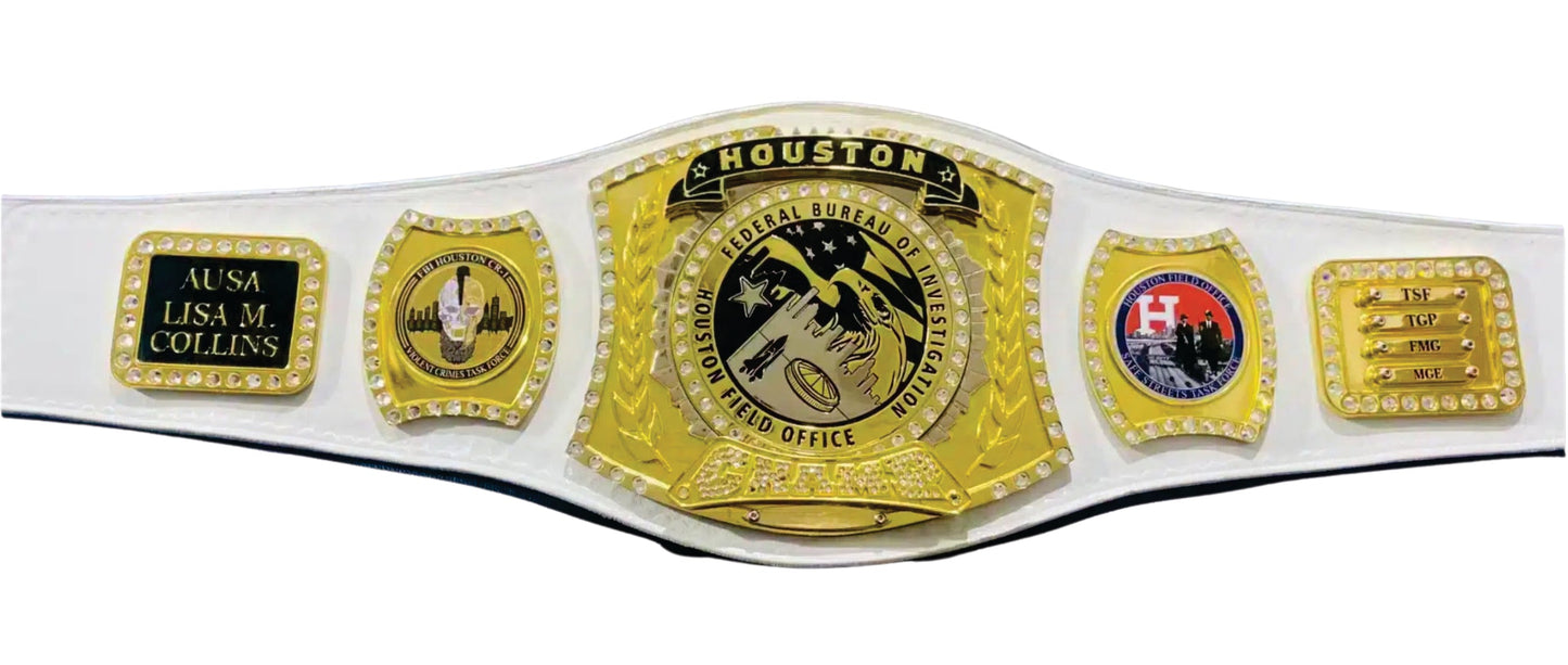 Houston Spinner White Federal Bureau of Investigation Champion Championship Belt