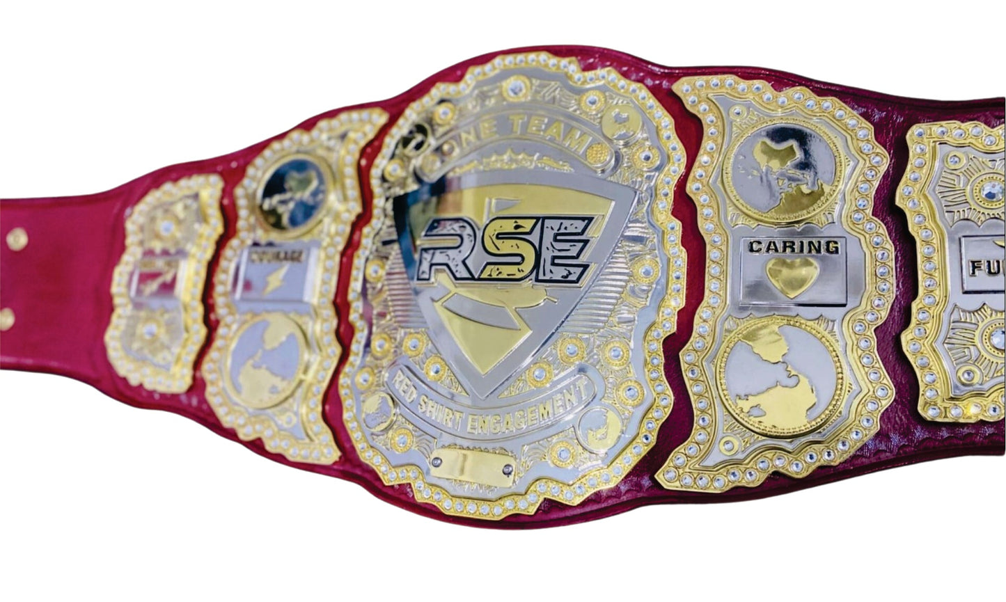One Team Red Shirt Engagement Gold  Championship Belt