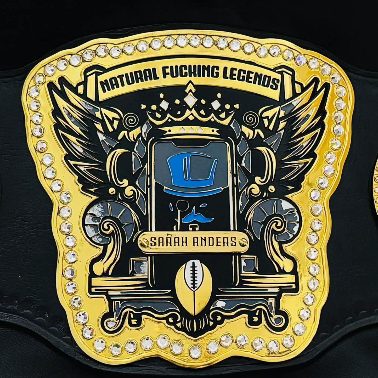 Custom Fantasy Football Championship Belt – Gold Crystal Edition