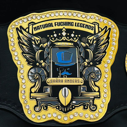 Custom Fantasy Football Championship Belt – Gold Crystal Edition