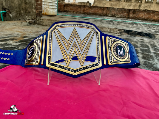 24K GOLD CNC WWE Undisputed Championship Belt – Blue Universal Title Replica (Adult Size)
