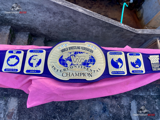 24K CNC WWF Intercontinental Championship Belt – Classic Blue Strap Replica Title33