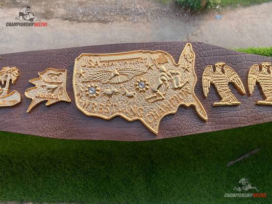 USA Heavyweight Wrestling Champion Brown Championship Belt