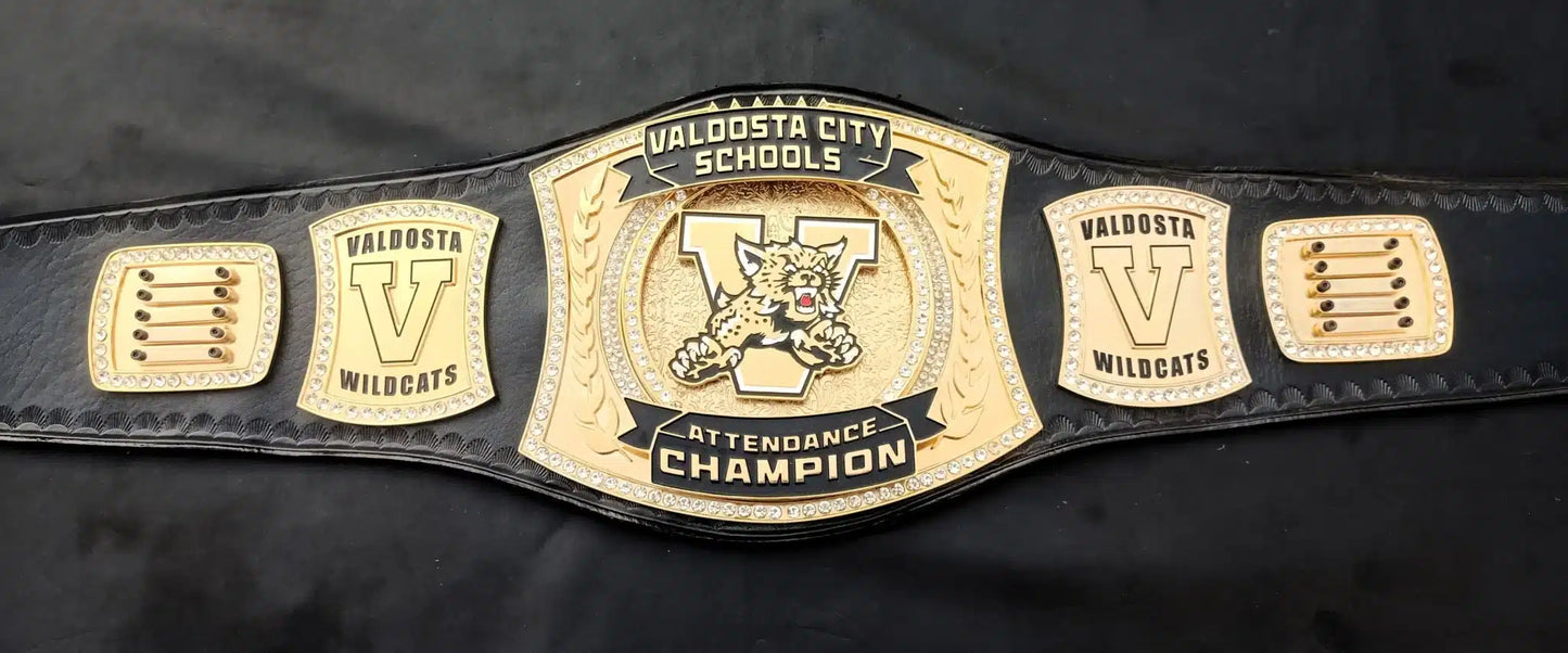 Custom School Attendance Champion Belt – Valdosta Wildcats Edition