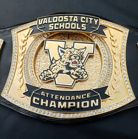 Custom School Attendance Champion Belt – Valdosta Wildcats Edition