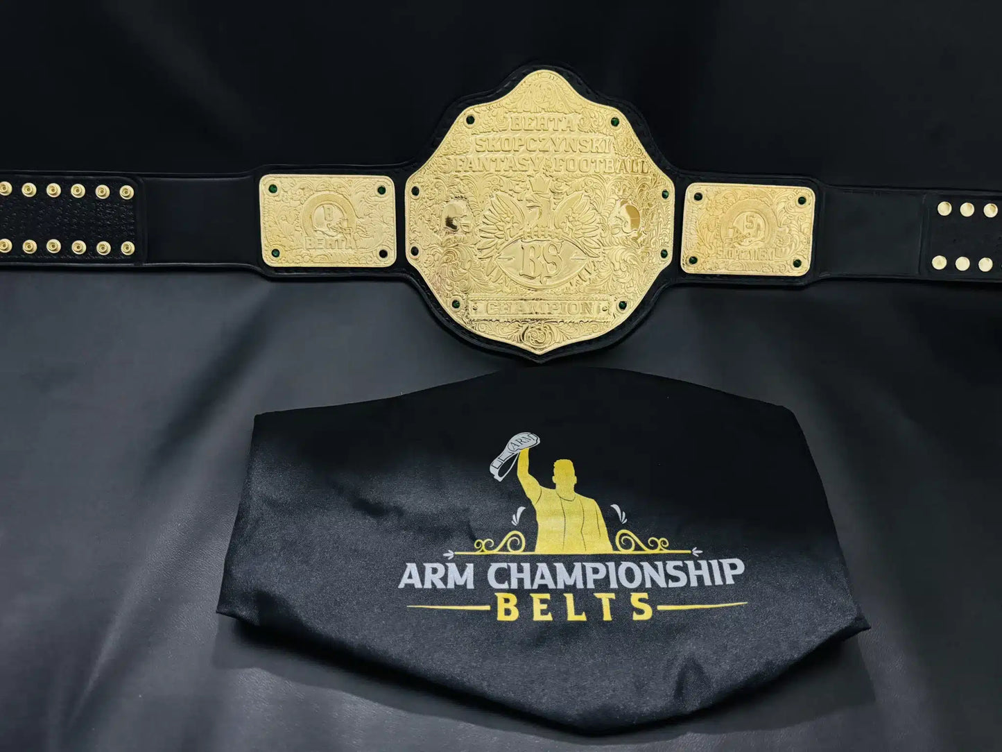 🏈 Gold-Plated Fantasy Football League Title Belt