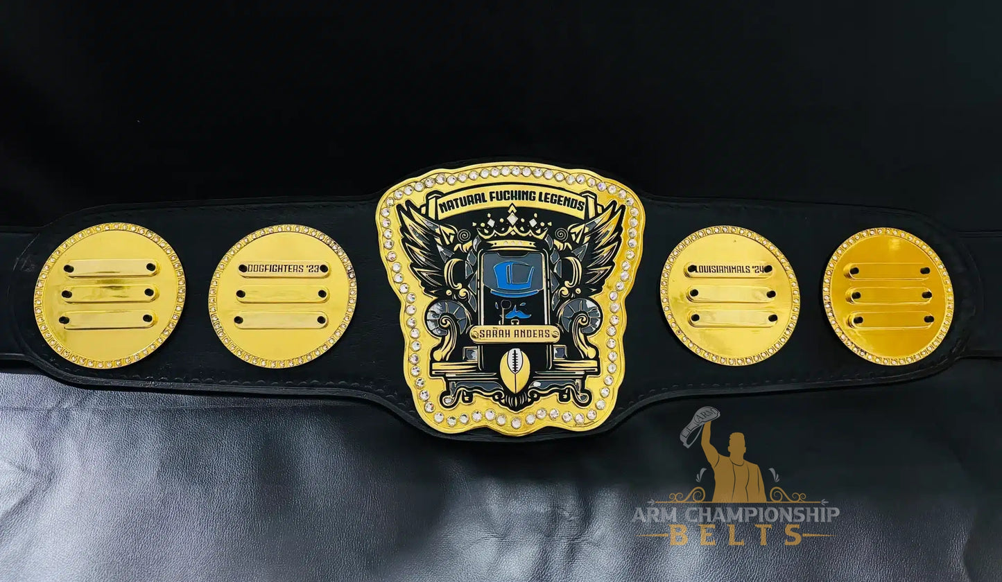Custom Fantasy Football Championship Belt – Gold Crystal Edition