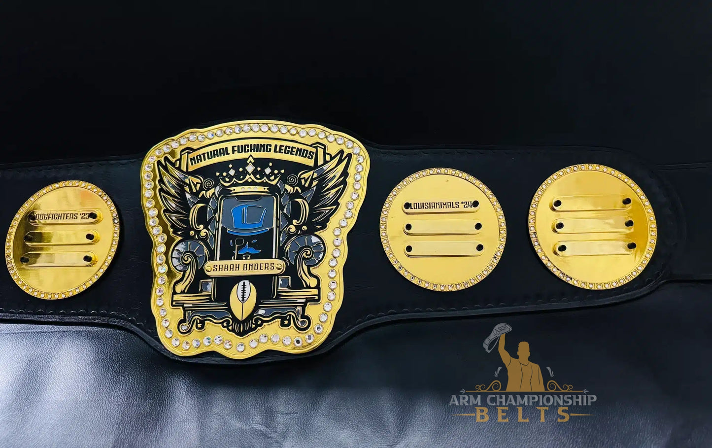 Custom Fantasy Football Championship Belt – Gold Crystal Edition