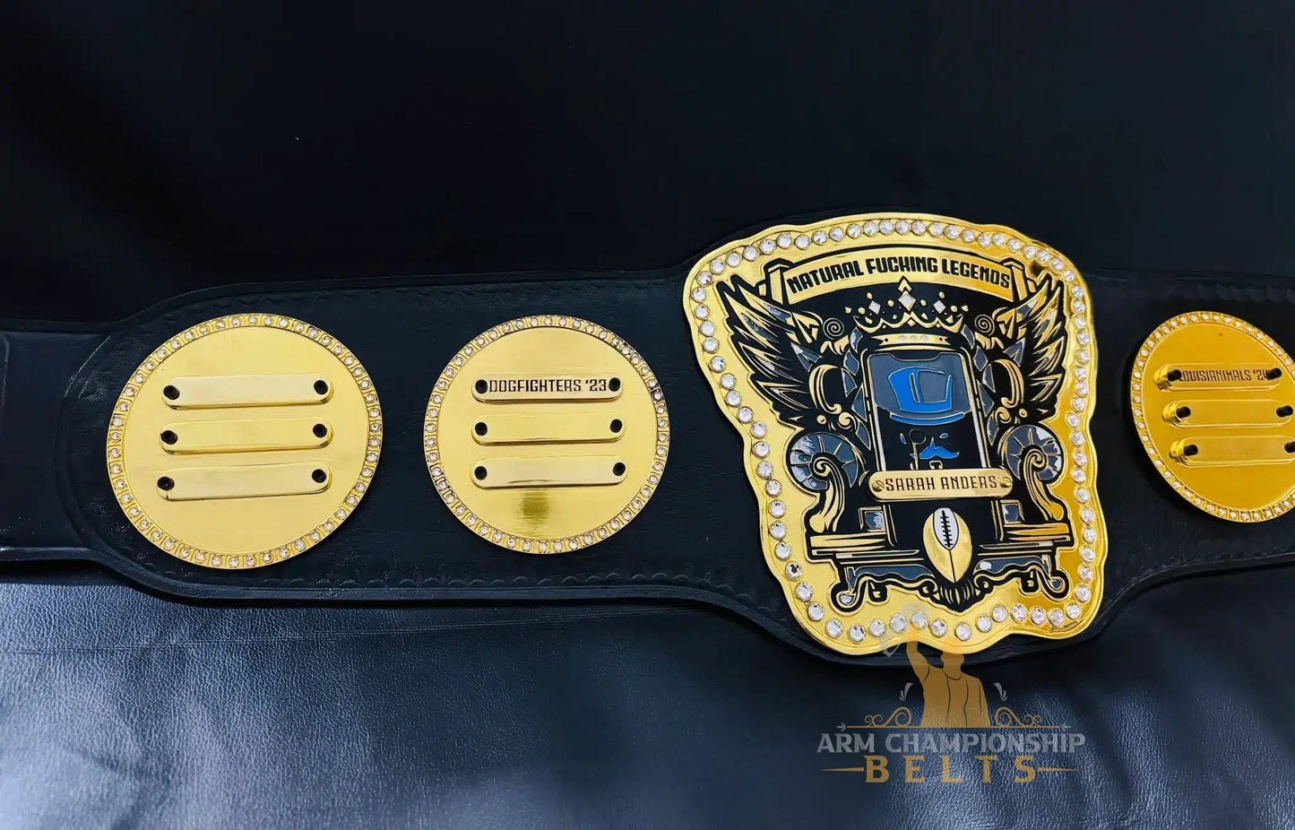 Custom Fantasy Football Championship Belt – Gold Crystal Edition