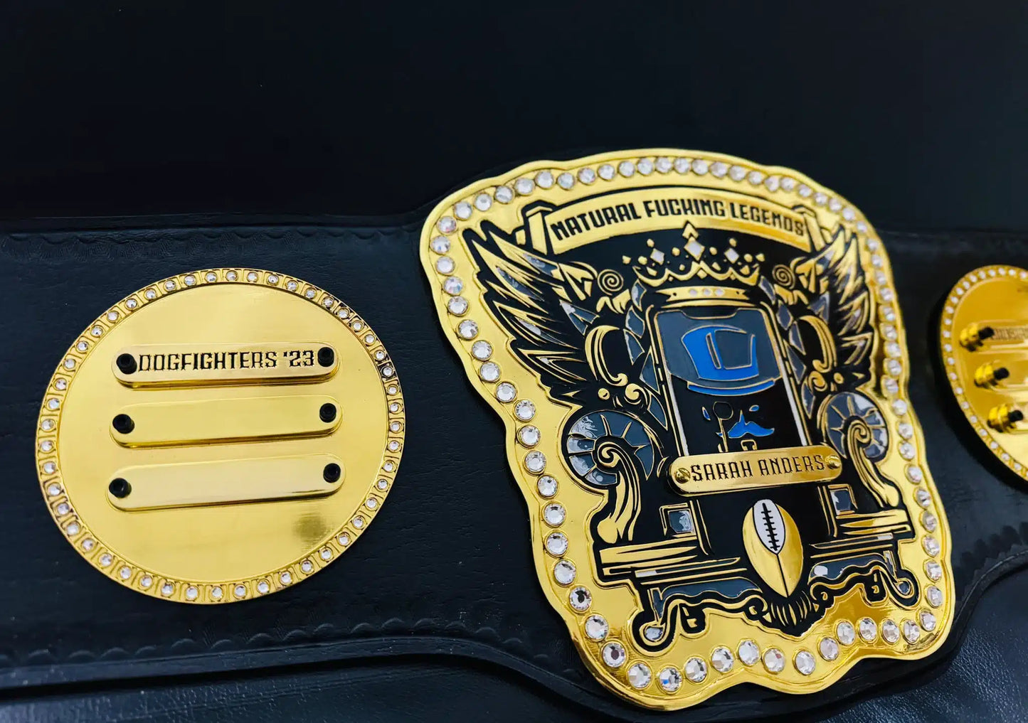 Custom Fantasy Football Championship Belt – Gold Crystal Edition