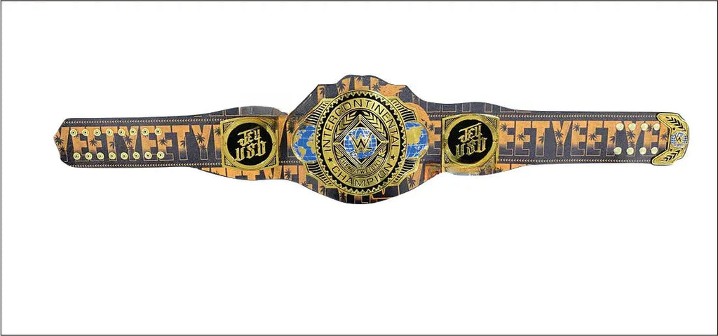 Custom Jey Uso Yeet Intercontinental Championship Belt Replica Wrestling Belt ChampionshipBeltUS